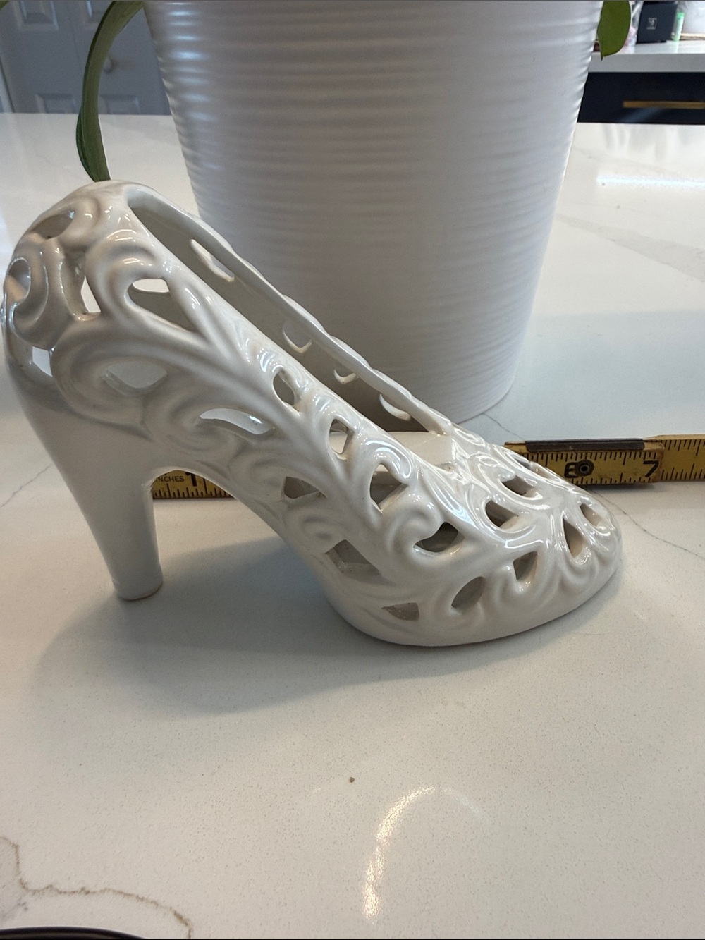 Vintage wedding decor Porcelain Shoe